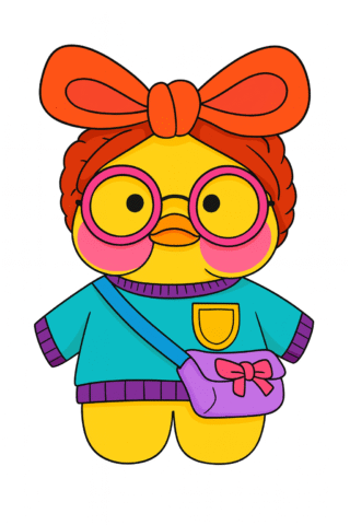 Малюнок ЛОЛ качка Лалафанфан у светрі з бантом скачати та роздрукувати в форматі А4