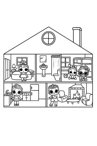 Розмальовка будиночок Лол скачати та роздрукувати в форматі А4