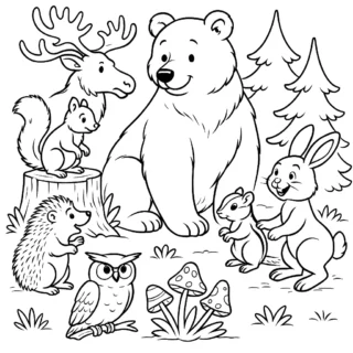 Розмальовка тварини лісу скачати та роздрукувати в форматі А4