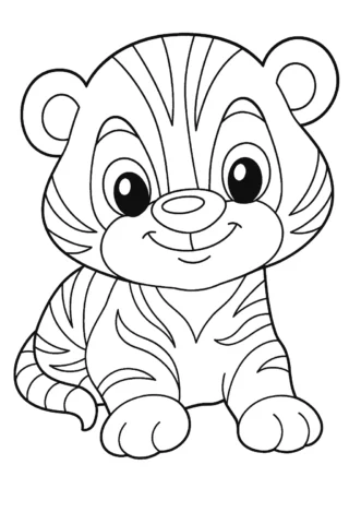 Розмальовка тигреня скачати та роздрукувати в форматі А4