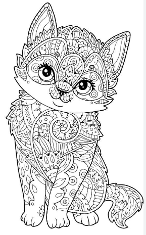 Розмальовка тварини антистрес лисиня скачати та роздрукувати в форматі А4