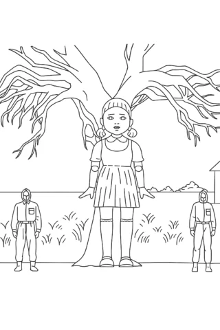 Розмальовки з гри в кальмара скачати та роздрукувати в форматі А4