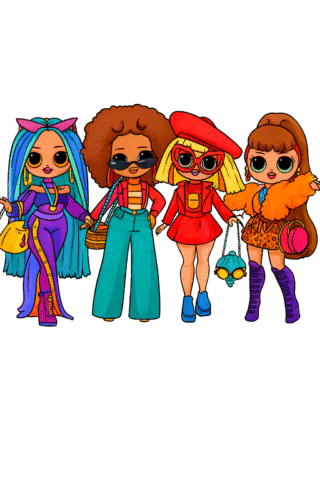 Малюнок ЛОЛ OMG — Леді Діджей, Неон, Королева Бджілка та Леді Діва скачати та роздрукувати в форматі А4