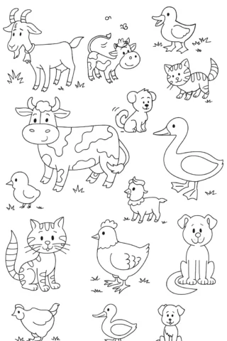 Розмальовка домашні тварини скачати та роздрукувати в форматі А4