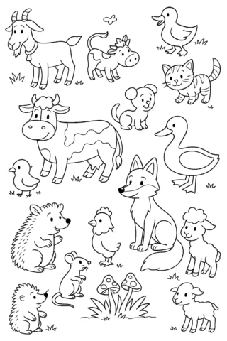 Розмальовка дикі тварини скачати та роздрукувати в форматі А4