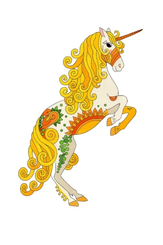Малюнки для дітей 10 + років Казковий єдиноріг з візерунками — скачати та роздрукувати в форматі А4