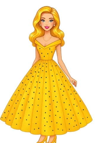 Малюнки для дівчат лялька-модниця скачати та роздрукувати в форматі А4