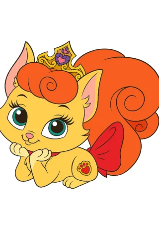 Малюнок для дівчат кішечка принцеса скачати та роздрукувати в форматі А4