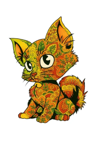 Малюнки для дівчат кошеня антистрес скачати та роздрукувати в форматі А4