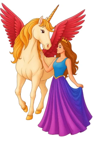 Малюнки для дівчат принцеса та єдиноріг скачати та роздрукувати в форматі А4