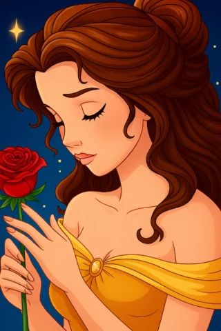 Малюнки для дівчат принцеса з трояндою скачати та роздрукувати в форматі А4