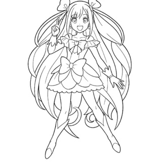 Розмальовки для дівчат аніме дівчинка з бантами скачати та роздрукувати в форматі А4