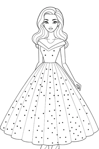 Розмальовки для дівчат лялька-модниця скачати та роздрукувати в форматі А4