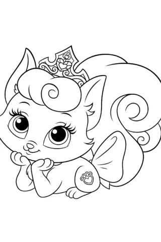 Розмальовки для дівчат кішечка принцеса скачати та роздрукувати в форматі А4