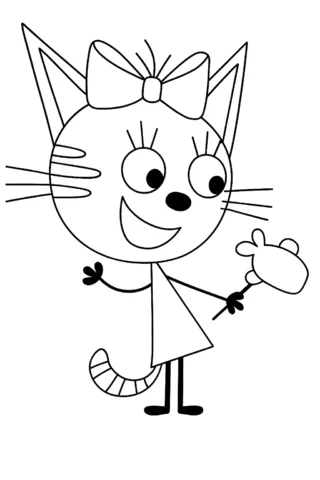 Розмальовки для дівчат кішечка з бантиком скачати та роздрукувати в форматі А4