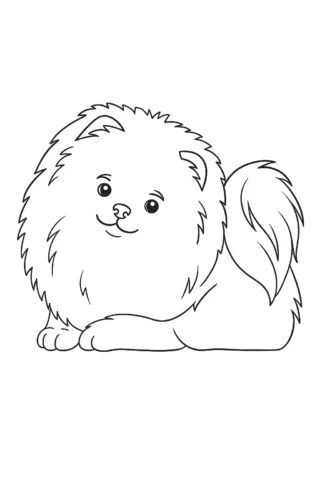 Розмальовки для дітей 2-3 років — Пухнастий песик лежить скачати та роздрукувати в форматі А4