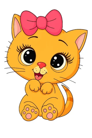 Розвиваючі малюнок котик з бантиком скачати та роздрукувати в форматі А4
