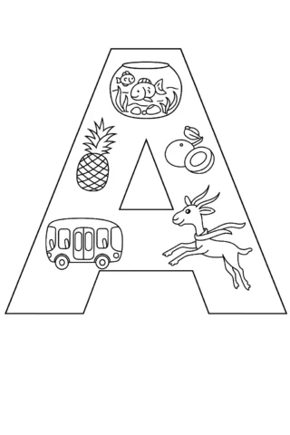 Розвиваючі розмальовки літера А скачати та роздрукувати в форматі А4