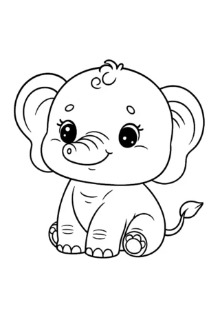 Розмальовки для дітей 2-3 років — Маленьке слоненя скачати та роздрукувати в форматі А4