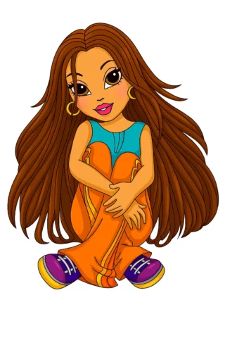 Малюнок для дівчат: Стильна модниця з довгим волоссям — скачати та роздрукувати в форматі А4