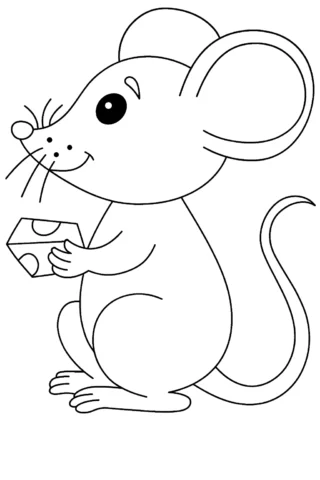 Розмальовки для дітей 2-3 років — Мишка з сиром скачати та роздрукувати в форматі А4