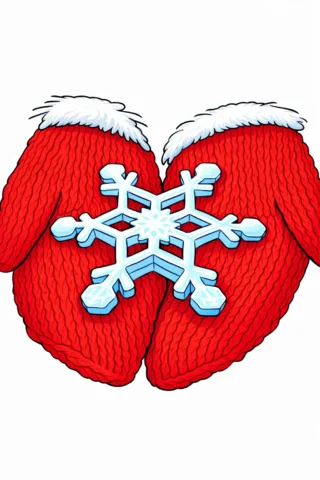 Розмальовки для дівчат — Рукавички з сніжинкою скачати та роздрукувати в форматі А4