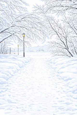 Малюнки для дівчат — Зимова алея в парку скачати та роздрукувати в форматі А4