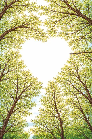 Малюнки для дорослих — Серце з гілок дерев скачати та роздрукувати в форматі А4