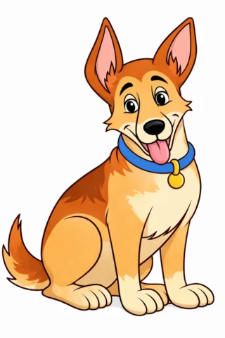 Малюнки тварин — Веселий песик з нашийником скачати та роздрукувати в форматі А4