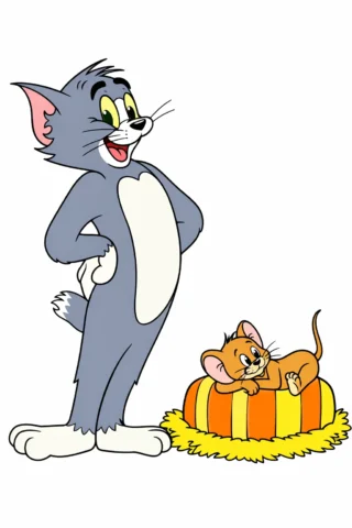 Малюнки для дівчат — Том і Джеррі відпочивають скачати та роздрукувати в форматі А4