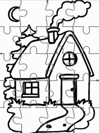 Розвиваючі розмальовки — Будиночок-пазл для дітей скачати та роздрукувати в форматі А4