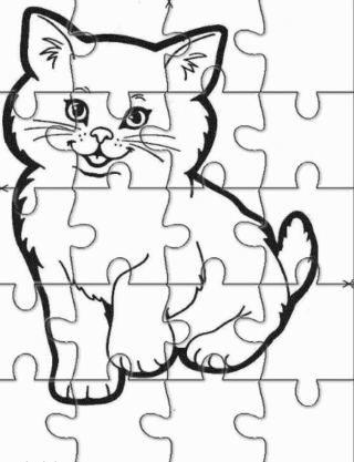 Розвиваючі розмальовки — Кошеня-пазл для дітей скачати та роздрукувати в форматі А4