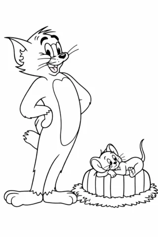 Розмальовки для дівчат — Том і Джеррі відпочивають скачати та роздрукувати в форматі А4