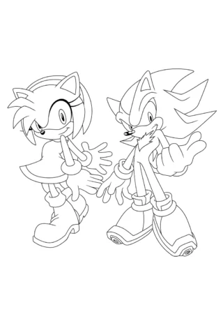 Розмальовки з персонажами із ігор — Супергерої Сонік та Емі Роуз скачати та роздрукувати в форматі А4
