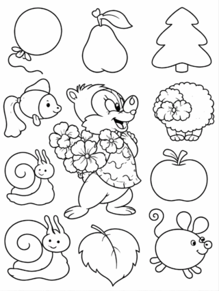 Розмальовки дісней Веселі персонажі та предмети скачати та роздрукувати в форматі А4