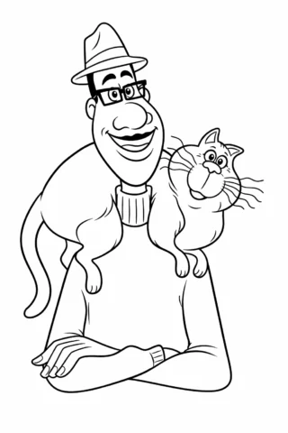 Розмальовки дісней Джо Гарденер зі своїм котом скачати та роздрукувати в форматі А4