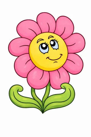 Малюнки для дітей Усміхнена квітка скачати та роздрукувати в форматі А4