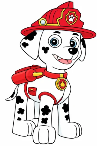 Малюнки з персонажами із мультфільмів Щенячий патруль — Маршал скачати та роздрукувати в форматі А4