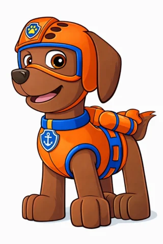 Малюнки з персонажами із мультфільмів Щенячий патруль — Зума скачати та роздрукувати в форматі А4