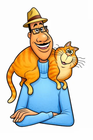 Малюнки дісней Джо Гарденер зі своїм котом скачати та роздрукувати в форматі А4