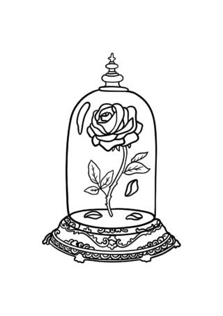 Розмальовки Дісней Чарівна троянда з Красуні та Чудовиська — скачати та роздрукувати в форматі А4