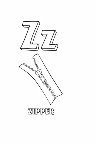 Розвиваючі розмальовки Буква Z та блискавка (zipper) — скачати та роздрукувати в форматі А4