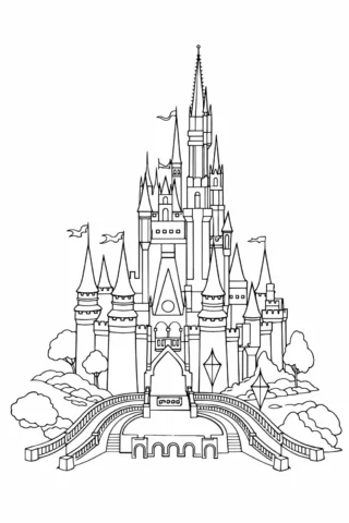 Розмальовки дісней Казковий замок принцес скачати та роздрукувати в форматі А4
