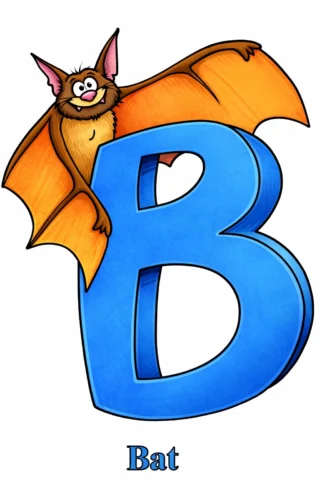 Розвиваючі розмальовки Буква B та кажан (bat) — скачати та роздрукувати в форматі А4