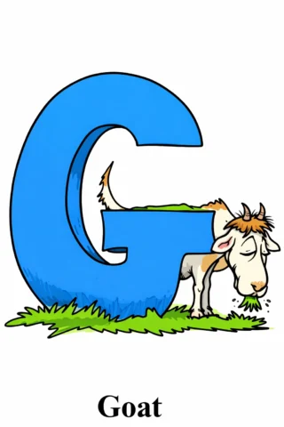 Розвиваючі розмальовки Буква G та коза (goat) — скачати та роздрукувати в форматі А4