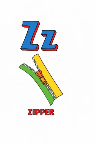 Розвиваючі малюнки Буква Z та блискавка (zipper) — скачати та роздрукувати в форматі А4
