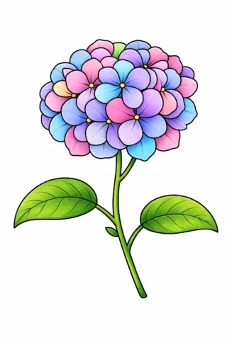 Розвиваючі малюнки — Квітка гортензії скачати та роздрукувати в форматі А4
