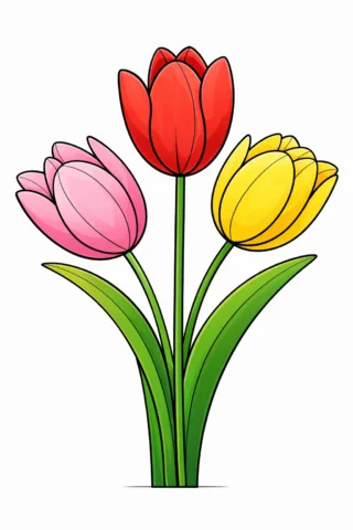Розвиваючі малюнки — Три тюльпани скачати та роздрукувати в форматі А4