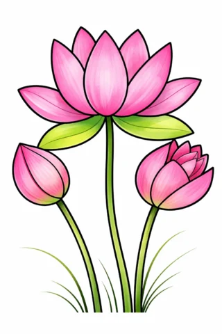 Розвиваючі малюнки — Лотос і бутони скачати та роздрукувати в форматі А4