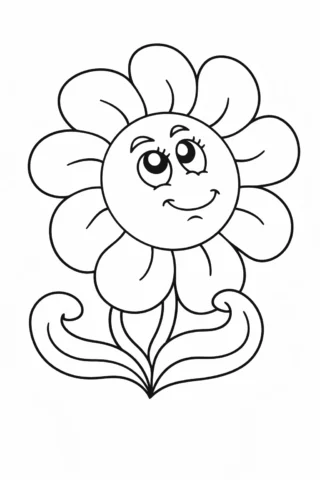 Розмальовки для дітей Усміхнена квітка скачати та роздрукувати в форматі А4